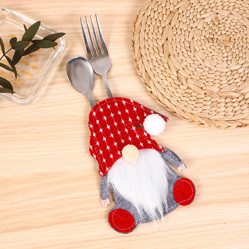 Dwarf Knife & Fork Covers - Faceless Santa & Tableware Decor