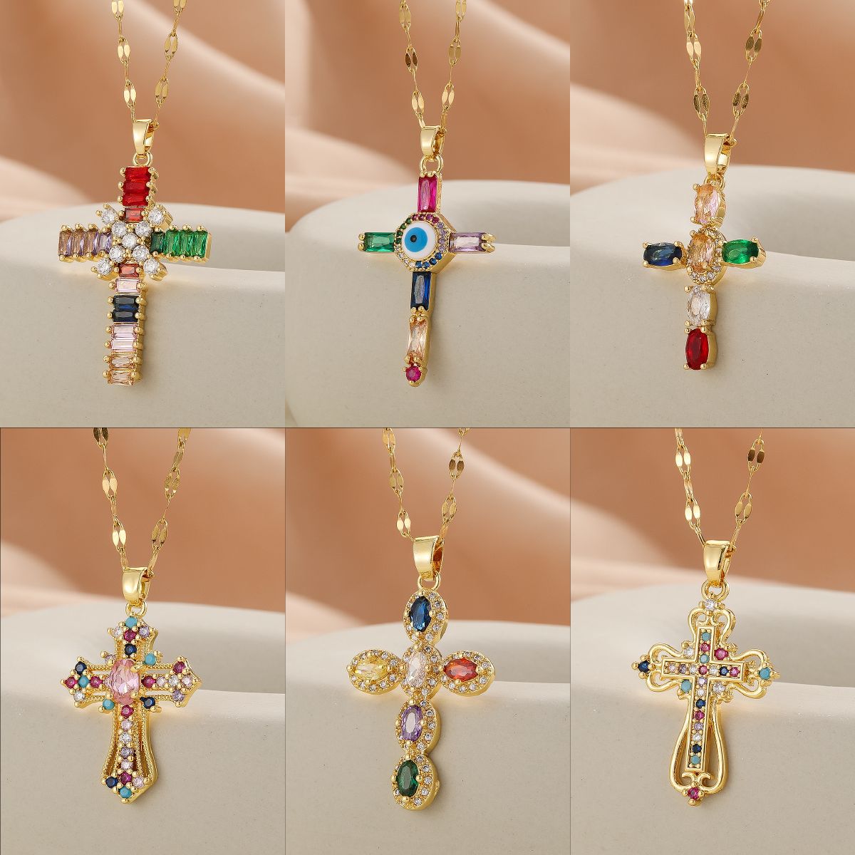 Personalized Cross Necklace with Micro-Inlaid Zirconium