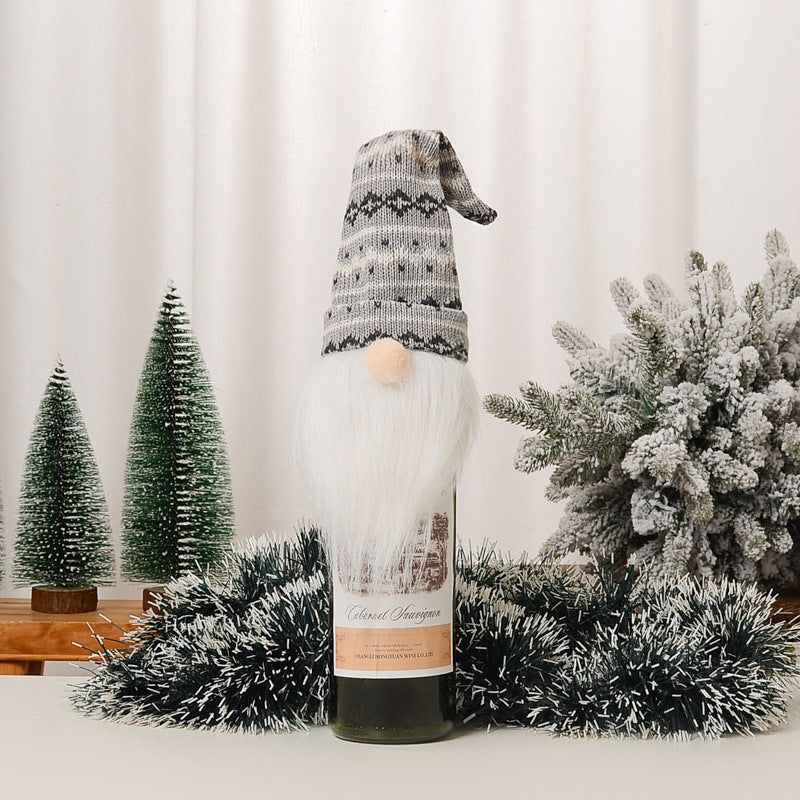 Knitted Santa Wine Cover - Faceless Decorative Hat