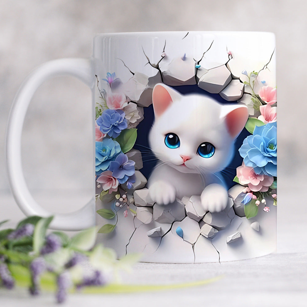 Animal Enamel Mug – 3D Rabbit, Cat & Elephant