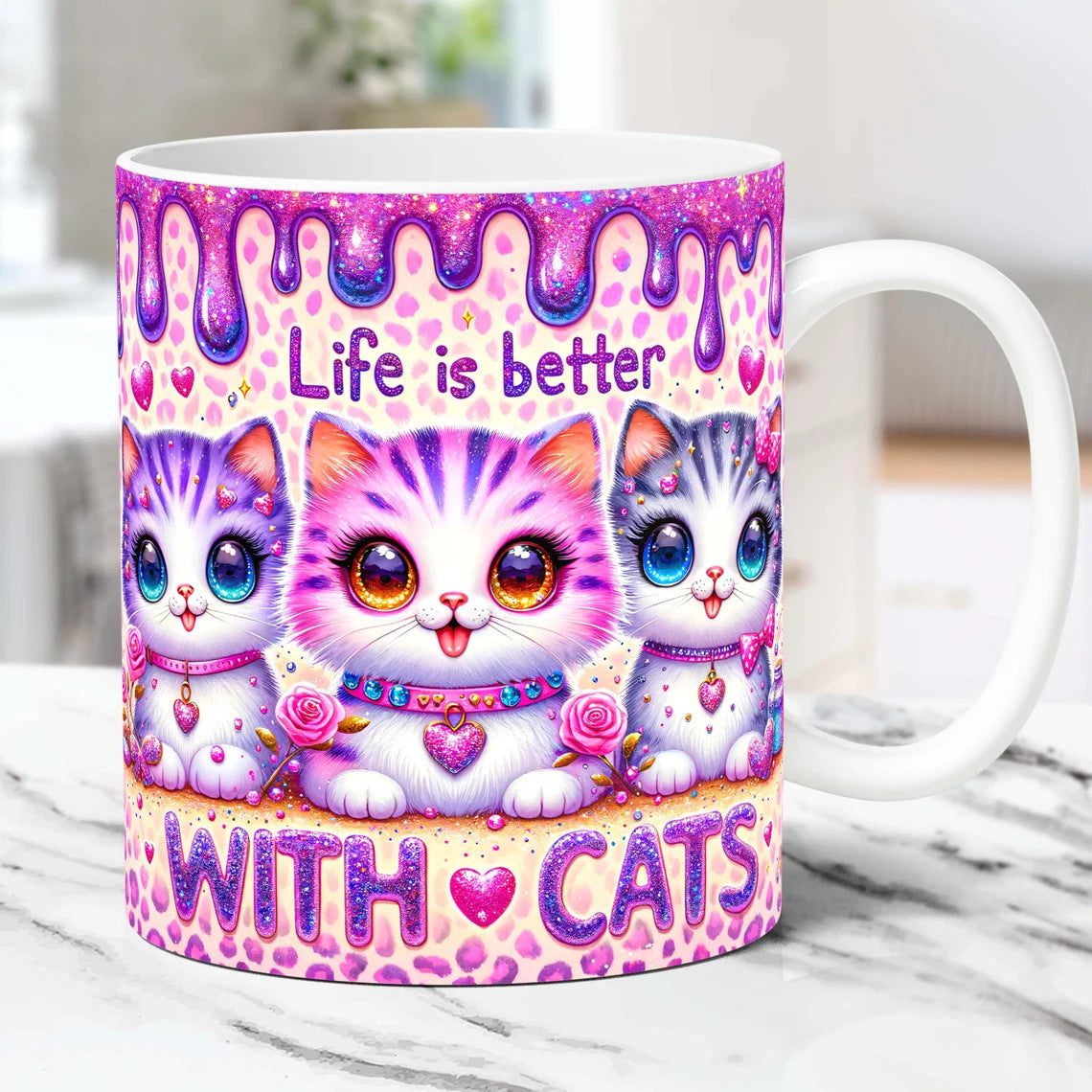 Life Is Better with Cats – Ceramic Coffee Mug