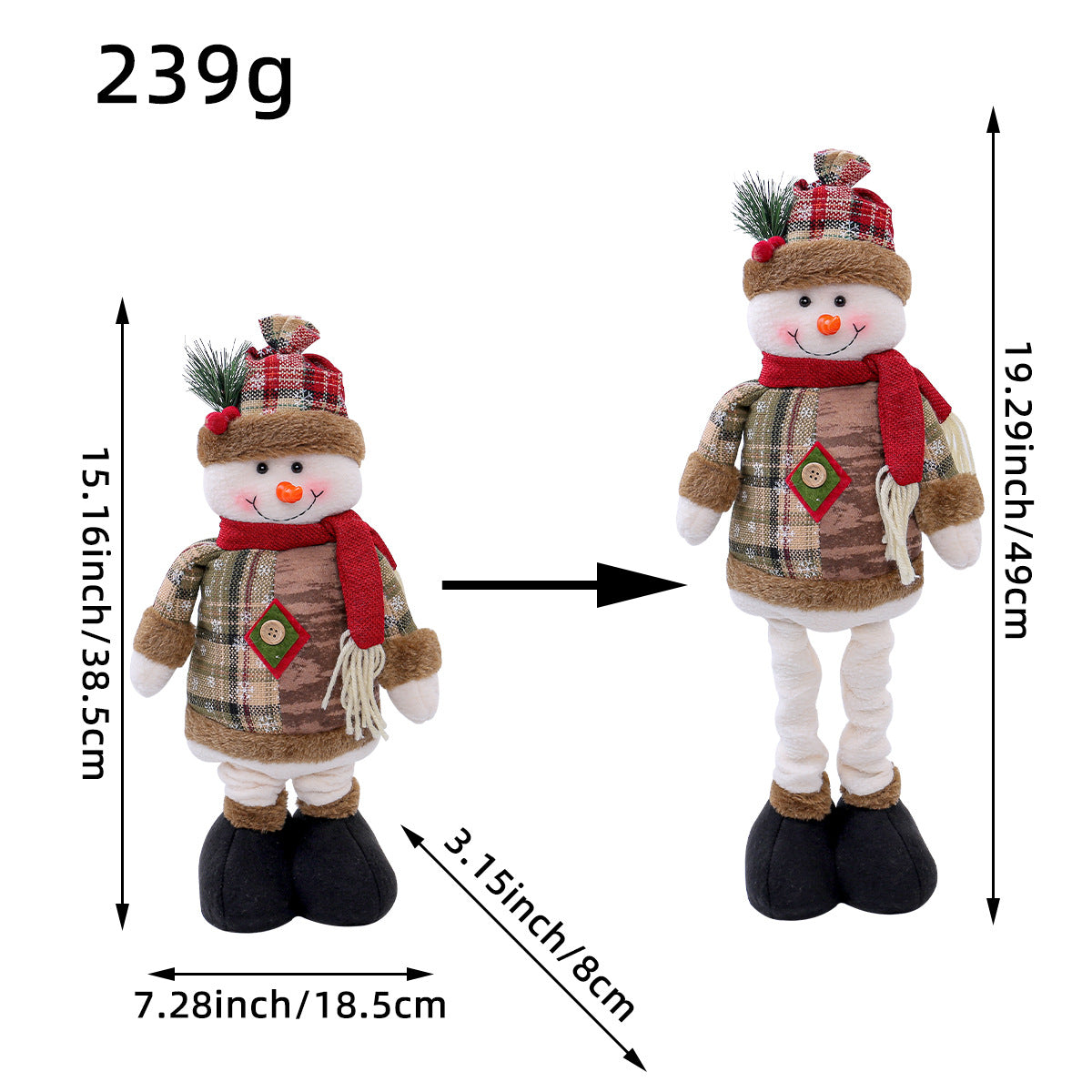 Retractable Santa & Snowman Dolls - Window Ornaments