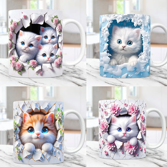 Animal Enamel Mug – 3D Rabbit, Cat & Elephant