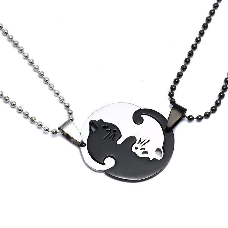 Heart-Shaped Cat Pendant Necklace