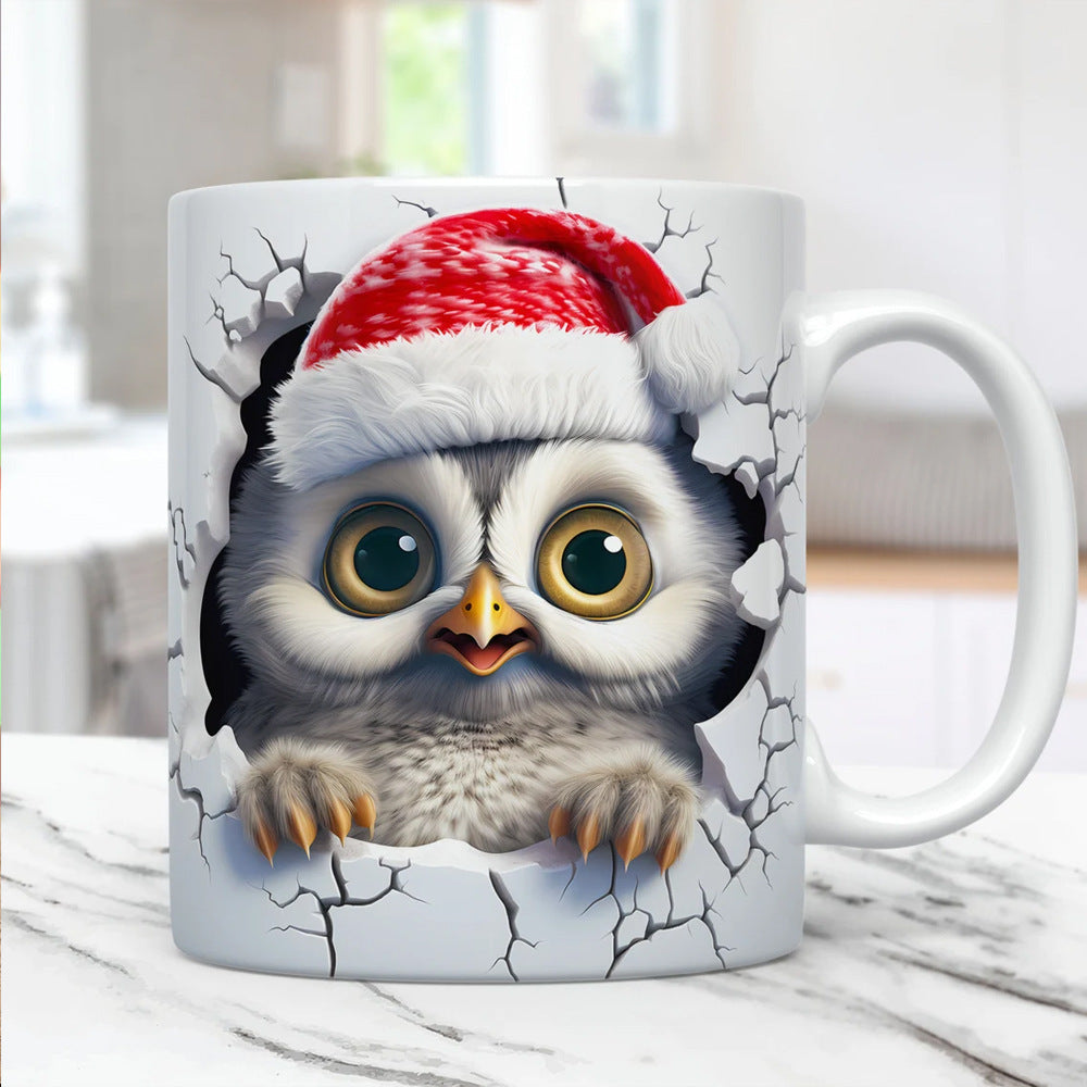 3D Owl Ceramic Mug – Retro Coffee Cup