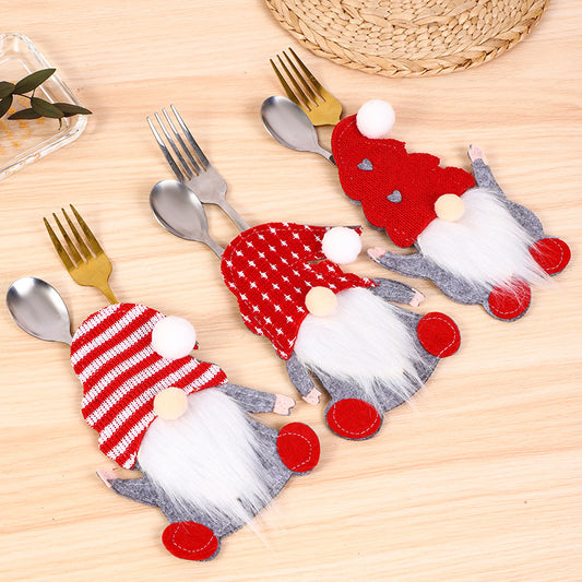 Dwarf Knife & Fork Covers - Faceless Santa & Tableware Decor