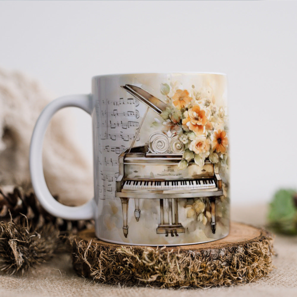 3D Music Mug – Violin, Piano, Harp & Saxophone