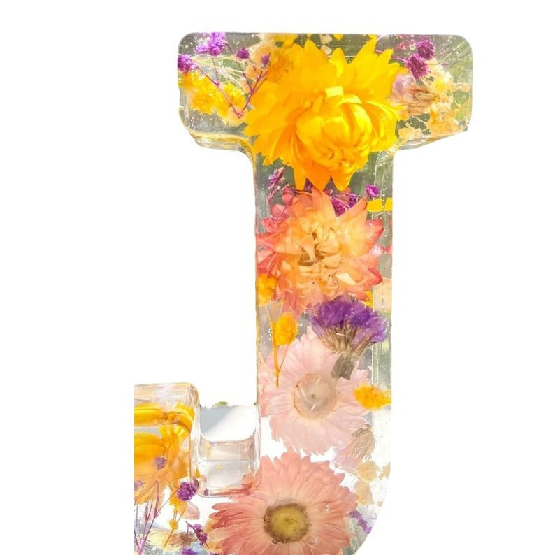 26 Letters Floral Resin Night Light