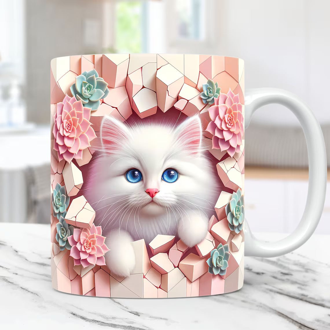 Animal Enamel Mug – 3D Rabbit, Cat & Elephant