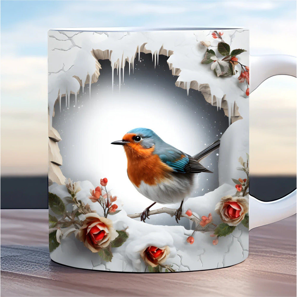 3D Tit Pattern Ceramic Mug – Perfect Christmas Gift