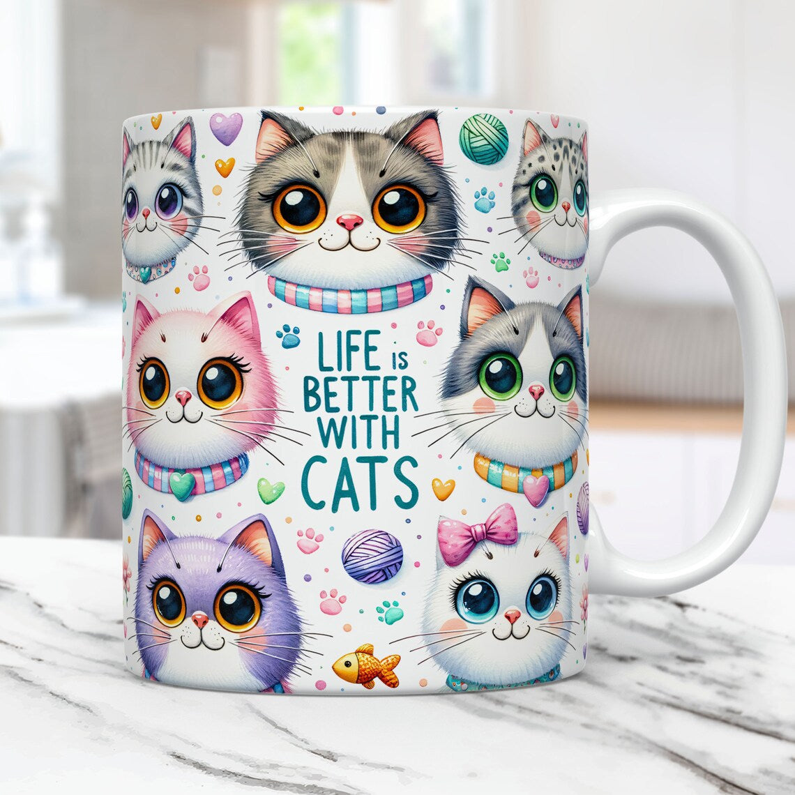 Life Is Better with Cats – Ceramic Coffee Mug