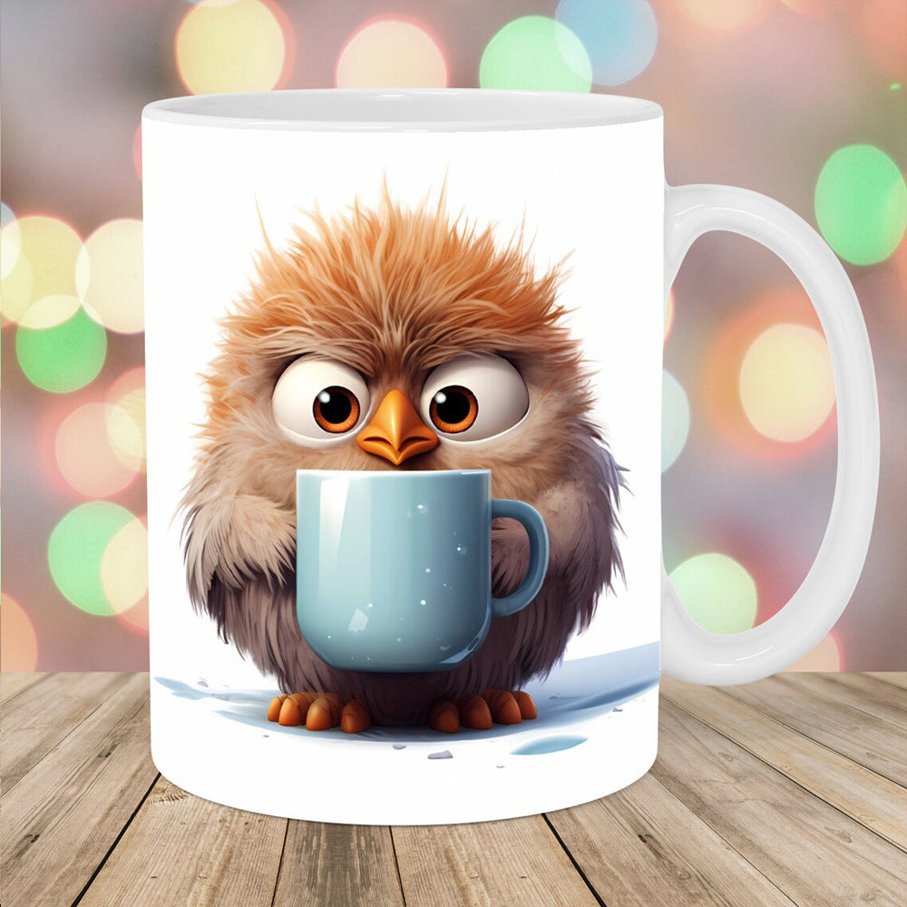 3D Owl Ceramic Mug – Retro Coffee Cup