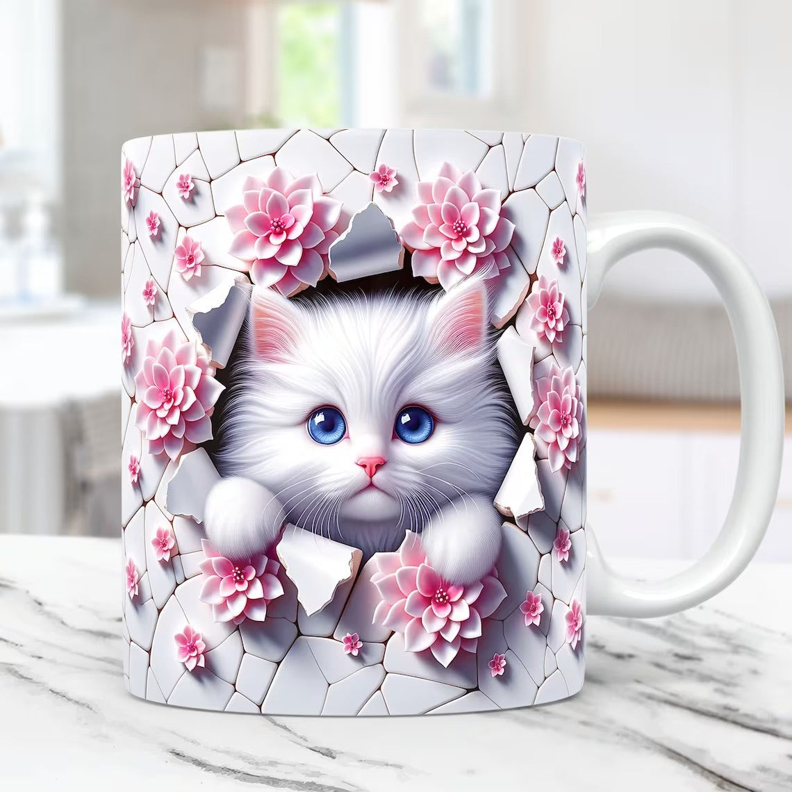 Animal Enamel Mug – 3D Rabbit, Cat & Elephant