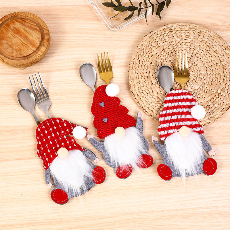 Dwarf Knife & Fork Covers - Faceless Santa & Tableware Decor