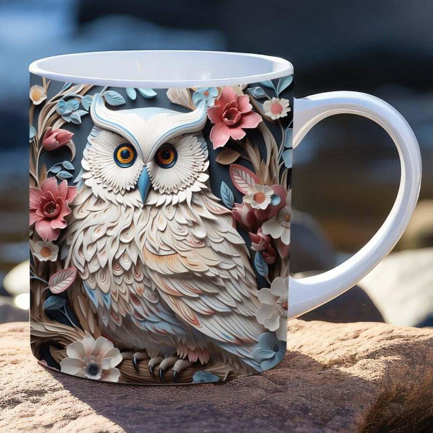 3D Owl Ceramic Mug – Retro Coffee Cup