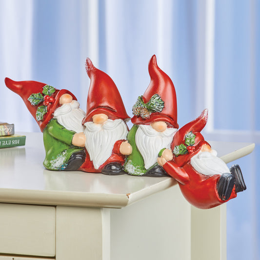 Santa Claus Gnome Resin Ornaments - Set of Four