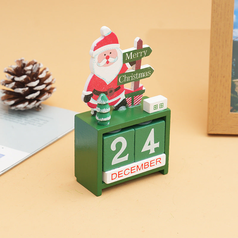 Wooden Calendar Christmas Gifts - Santa Claus Tabletop Ornaments