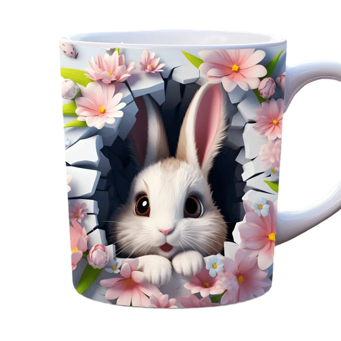 11oz 3D Animal Mug – Cat, Rabbit & Bird Ceramic Coffee Cup