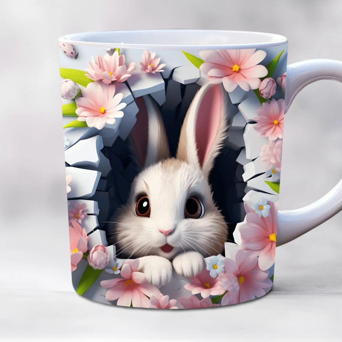 11oz 3D Animal Mug – Cat, Rabbit & Bird Ceramic Coffee Cup