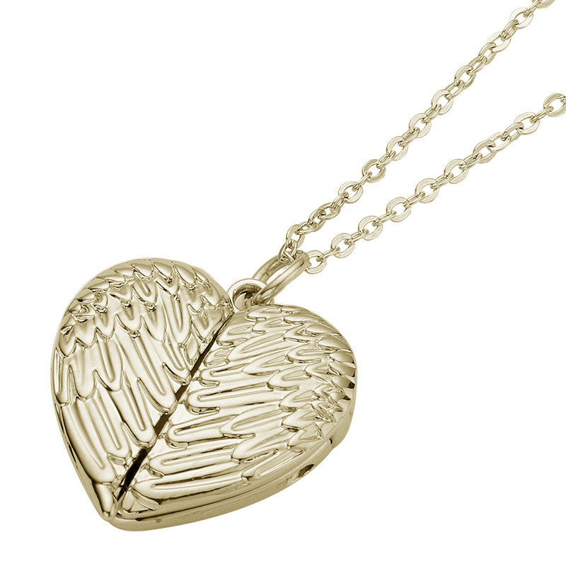 Couples' Heart Necklace with Angel Wings – Great Valentine's Gift