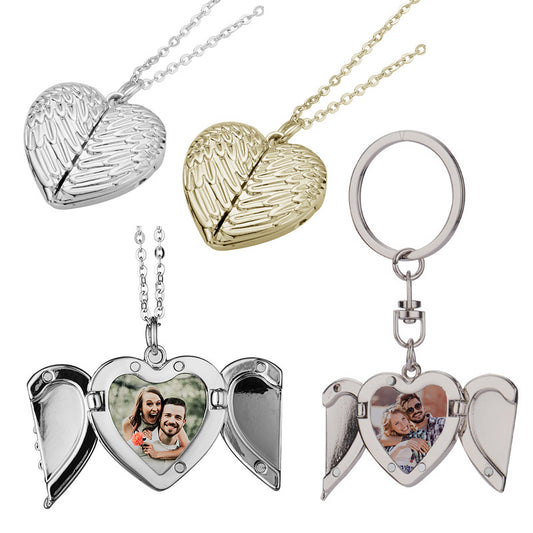 Couples' Heart Necklace with Angel Wings – Great Valentine's Gift