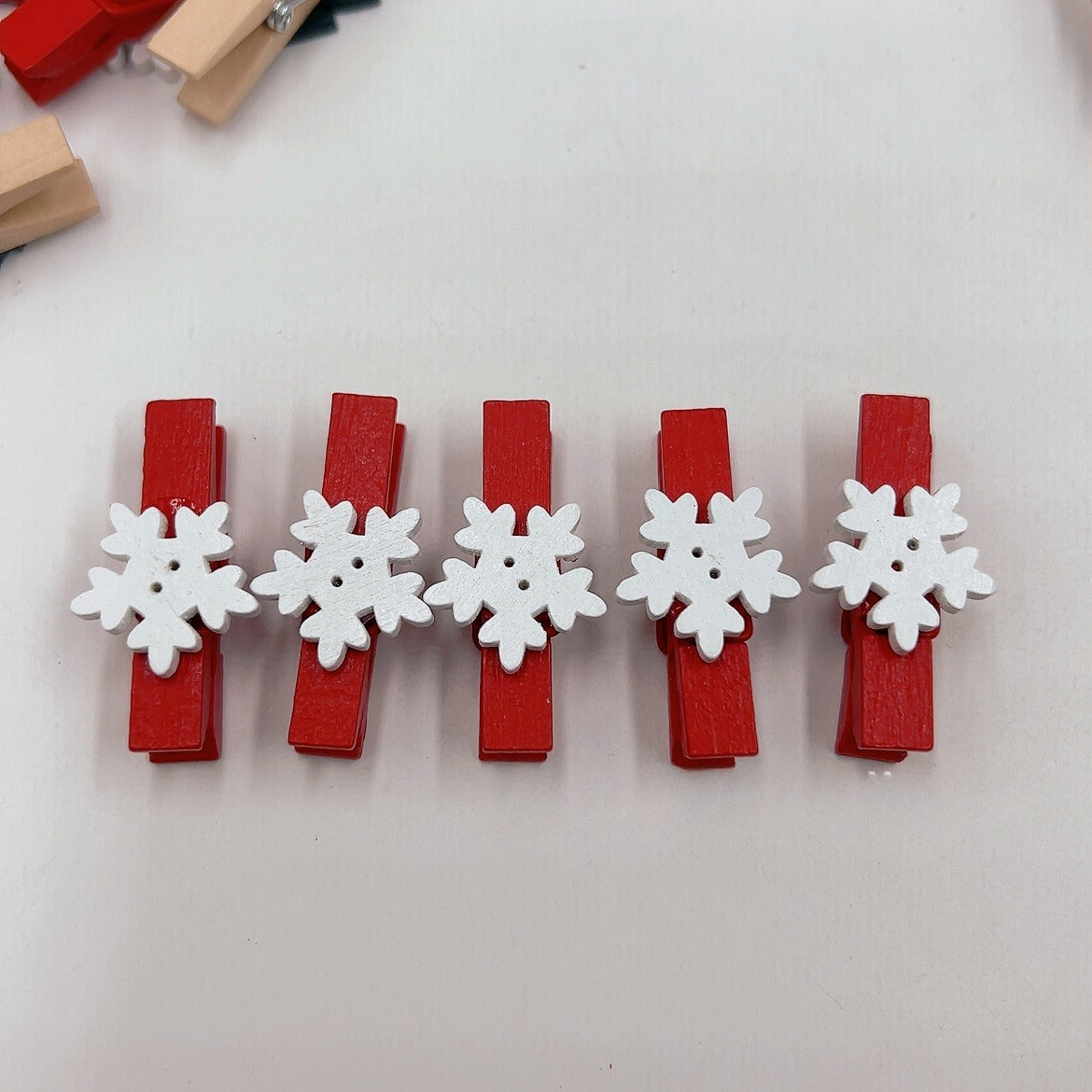 Christmas Wood Clips - Snowflake & Deer Photo Clips for Tree Decor